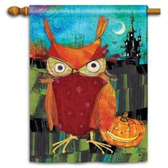 Happy Owloween Halloween Banner 2 Sided House Flag {2}