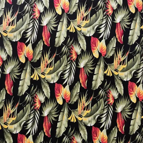 1 Yard Multicolor Palm Leaves Upholstery Cotton Fabric 100% Cotton, 56"-58" Width Black {1}