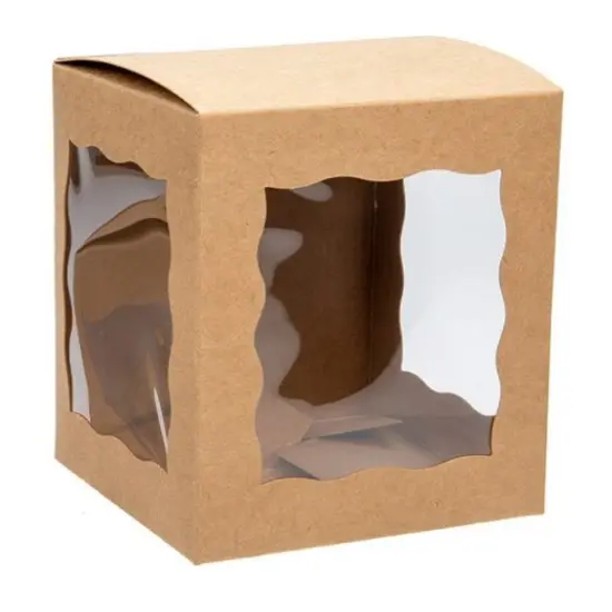 Kraft 3 Sided Window Box 4" x 4" x 4 5/8" 25 pack WKRG346 {1}