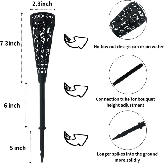 Artificial Cemetery Flowers,Set of 2 Artificial Mums Bouquet Grave Memorial Flowers with 2 Cemetery Vase with Drainage Hole Long Spikes for Cemetery Headstones Graveyard Decoration {4}