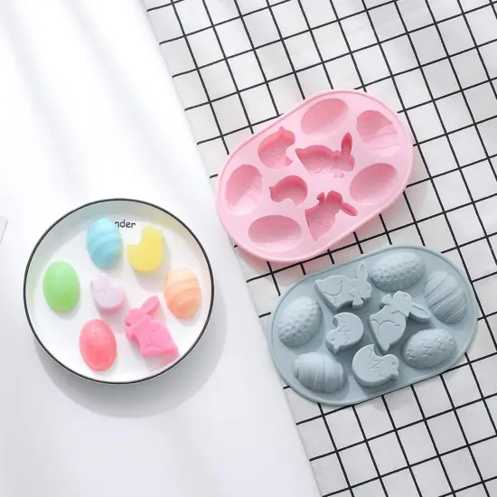 2 Pack Easter Rabbit Bunny Egg Silicone Molds, 3D Easter-theme Baking Mould Tray DIY Baking Tool for Chocolate Cake Dessert Candy Mousse Pastry Soap {2}