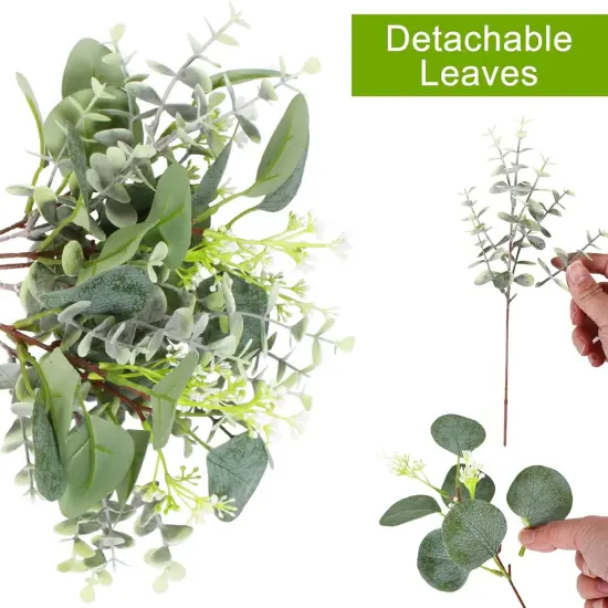 40 Pcs Artificial Greenery Eucalyptus Stem Silver Dollar Leaves Baby Eucalyptus Leaves Suitable for Family Wedding Vase Centerpieces Bouquet Flower Arrangement {4}