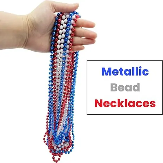 4E's Novelty 72 PackNecklace Necklace&ndash; Red White and Blue Necklace for 4th of July Accessories {2}