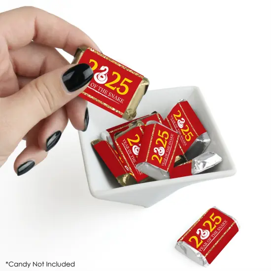 Big Dot of Happiness 2025 Year of the Snake - Mini Candy Bar Wrapper Stickers - Lunar New Year Small Favors - 40 Count {3}