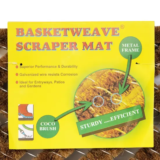 Wire Weave Scraper Door Mat, Basket Weave Floor Doormat, Rectangle in Coconut Fiber, Natural Brown {7}