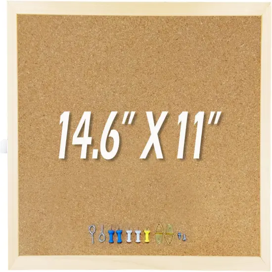14.6 inches x 11 inches Frame Cork Board for Bulletin Board(Beige, Brown) {1}