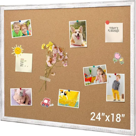 Cork Board Bulletin Board 24 x 18 Inches(White ) {1}