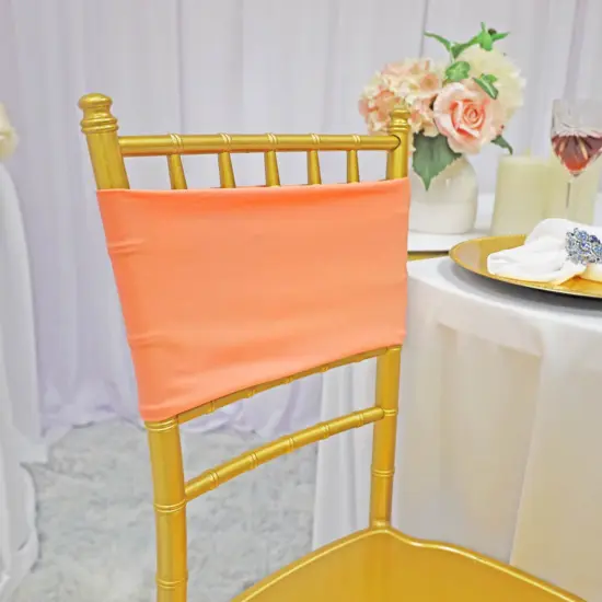 10 Pieces Soft Apricot or Peach Stretch Spandex Chair Bands 7 x 13 Inches {2}