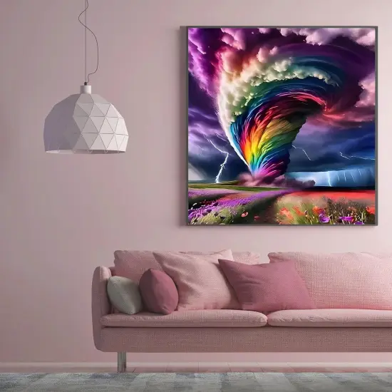 Rainbow Storm Diamond Painting Kits for Adults, 5D Diamond Art Painting by Numbers Kits, DIY Rainbow Storm Diamond Art Kits, Full Round Drill Diamond Paintings for Adults for Home Wall Decor, 12x16in {3}