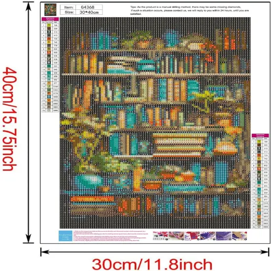 Diamond Painting Kits for Adults, Bookshelf Plant DIY 5D Diamond Art Kits for Adults Beginners Full Round Drill Diamond Dots Crystal Craft Kits for Home Wall Art Decor Gifts 12x16 inch {2}
