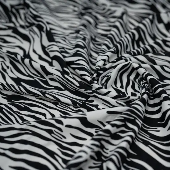1 Yard Zebra Nouveau Printed Spandex Fabric 36" x 58/60" {3}