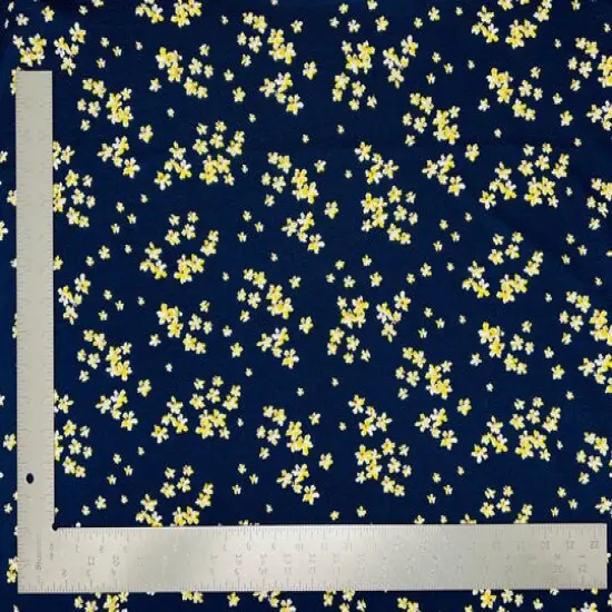 1 Yard Liverpool Knit Floral Print Fabric with Stretch Textured Finish for Dresses and Tops 58"-60" Width Navy {1}