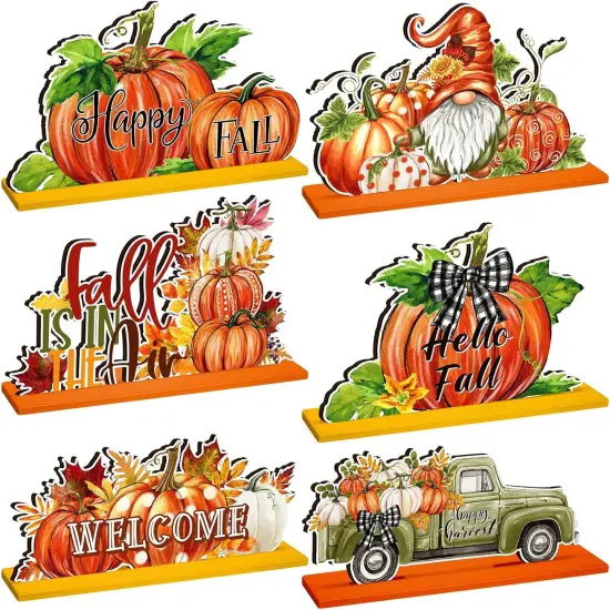 6Pcs Fall Wooden Sign Tabletop Decorations {1}