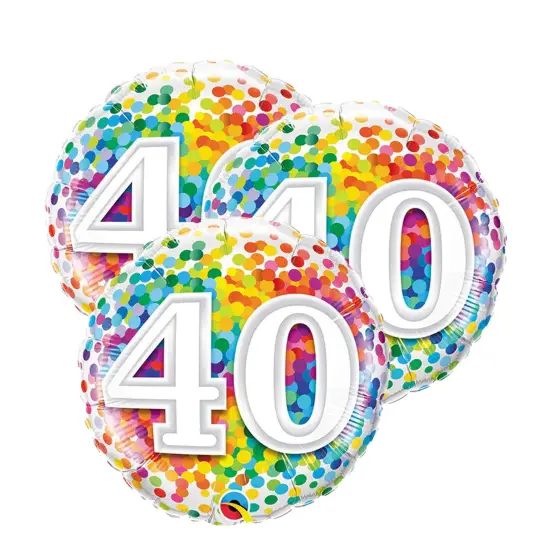 40 Rainbow Confetti 18" Foil Mylar Balloon {5}