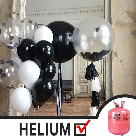 6 Pcs Black Foil Balloons - 22 Inch (Black-1303) {3}