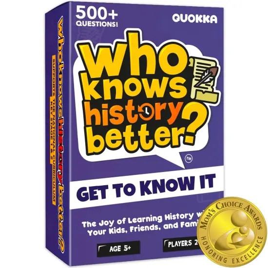 QUOKKA History Trivia Family Game - Card Board Game for Kids Ages 8-12 & Adults - Educational Questions | Easy to Learn | Fast Paced - Fun Learning Quiz for Road Trip {1}