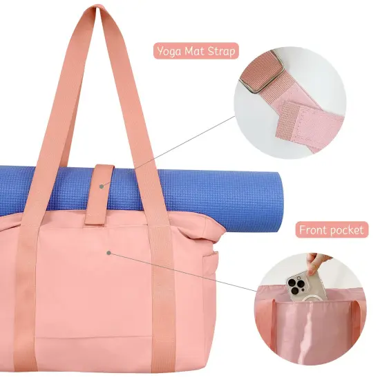 Wrapables Sporty Yoga Tote Bag, Gym, Work, Overnight and Travel Bag, Pink {3}