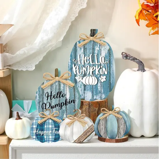 5 Pcs Fall Thanksgiving Decorations - Blue {4}