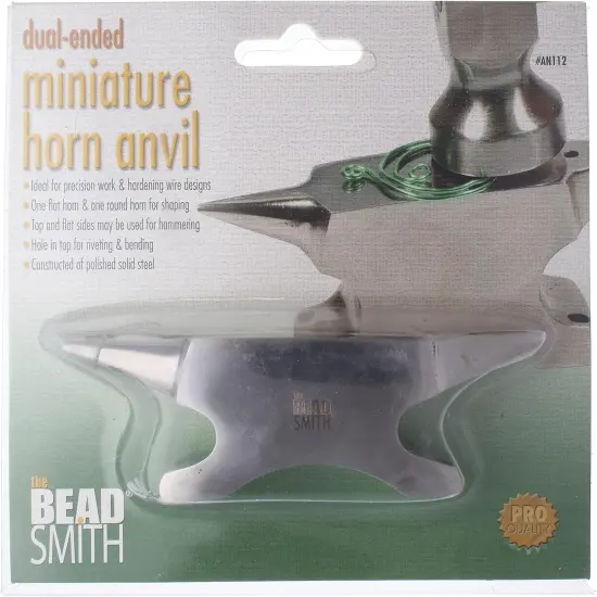 The Beadsmith Dual-Ended Horn Anvil &ndash; Mini Size 2.5 x 1 x 1.5 inches &ndash; 118mm Tip to Tip &ndash; 13.11oz/0.82lbs &ndash; Made of Solid Stainless Steel &ndash; Flat Horn and Rounded Horn &ndash; Use for Hardening Wire Designs {7}