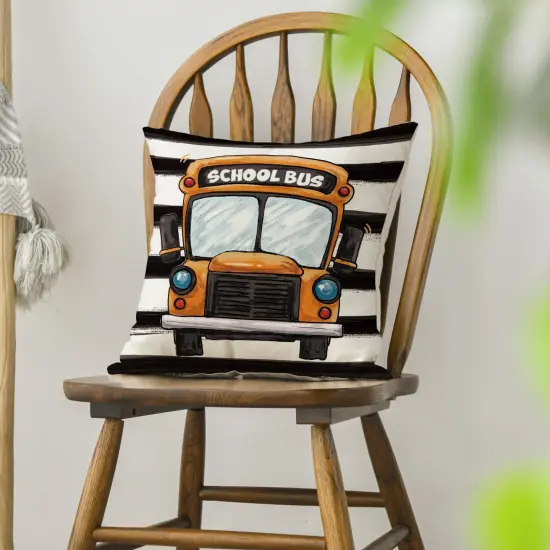 School Bus Buffalo Plaid Throw Pillow Cover {5}