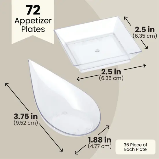 Mini Appetizer Plates and Tear Drop Spoons for Weddings (Clear, 72 Pieces) {4}
