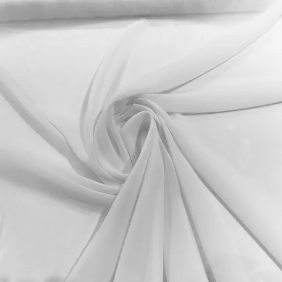 1 Yard 58/60" Width Solid Chiffon Lightweight Soft Polyester Fabric White {1}