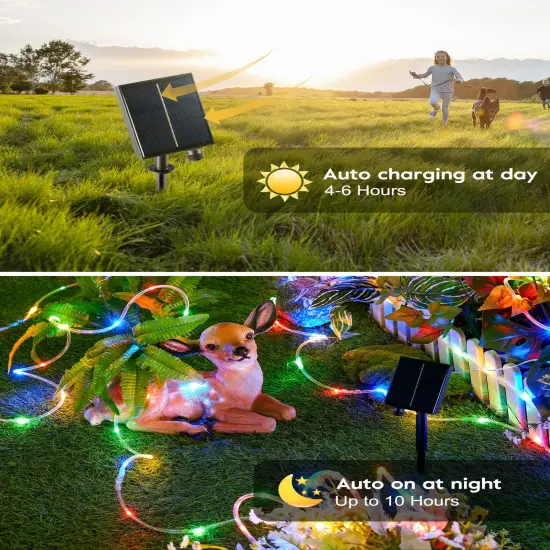 Brightown Solar String Lights Outdoor Waterproof, 18 Colors Changing 39FT Fairy Rope Light Solar Powered with Remote, 100 LEDs Multicolor Trampoline Light Rope Lighting for Outside Christmas Party {5}