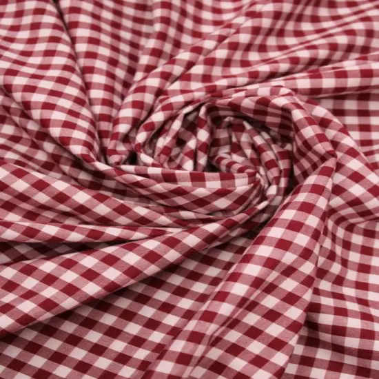 1 Yard Burgundy 1/8&Prime; Gingham Checkered Poly Cotton Fabric Lightweight, Non-Stretch, 58/59 Inch Wide {1}