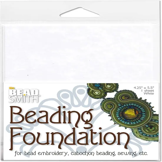 The Beadsmith Beading Foundation &ndash; 4.25 x 5.5 inches &ndash; White Fabric &ndash; 1 Sheet &ndash; Made in The USA &ndash; Stiff & Durable Material Used for Bead & Stitch Embroidery, cabochon Beading and Sewing {5}