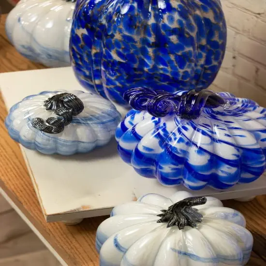 Glass Pumpkin Fall Autumn Harvest Thanksgiving Tabletop {2}