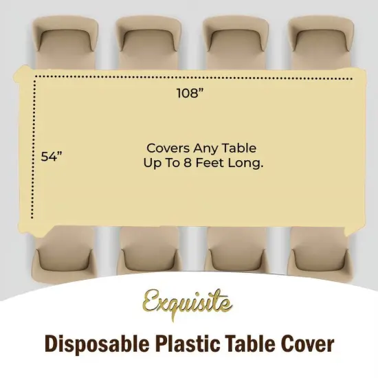 Exquisite 12-Pack Premium Plastic Tablecloth 54in. x 108in. Rectangle Plastic Table Cover Light Yellow {3}