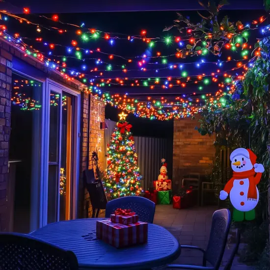 POTIVE 2 Pack Solar Powered Christmas Lights, 75.5ft 200 LED Multicolor Christmas Tree Lights, 8 Modes Solar String Lights Outdoor Waterproof for Garden Wedding Party Halloween Xmas Decoration {5}