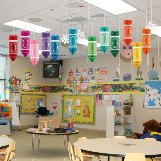 Back to School Decorations Hanging Honeycomb Tissue Paper {4}