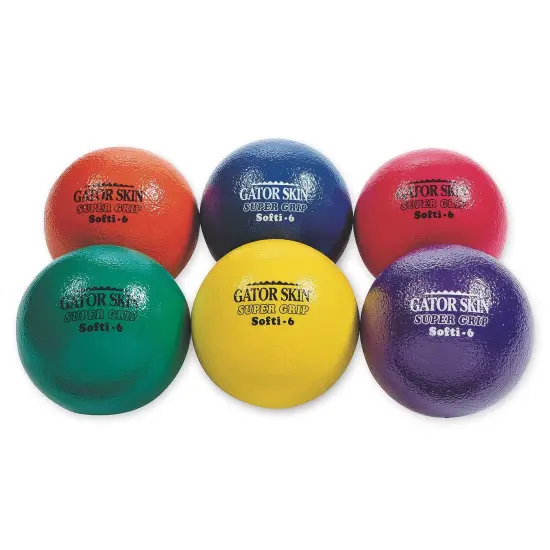 S&S Worldwide Gator Skin Super Grip Softi Balls. Includes 6 - 6" Dia. Coated Foam Balls with an Extra Tack Coating on the Outside for Superior Grip.Ideal for Dodgeball, P.E. and Rec. Activities. {1}
