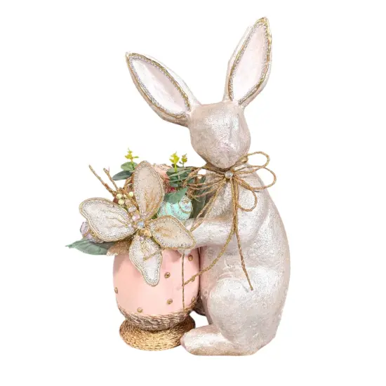 Easter Elegant Bunny with Floral Butterfly Pot {1}