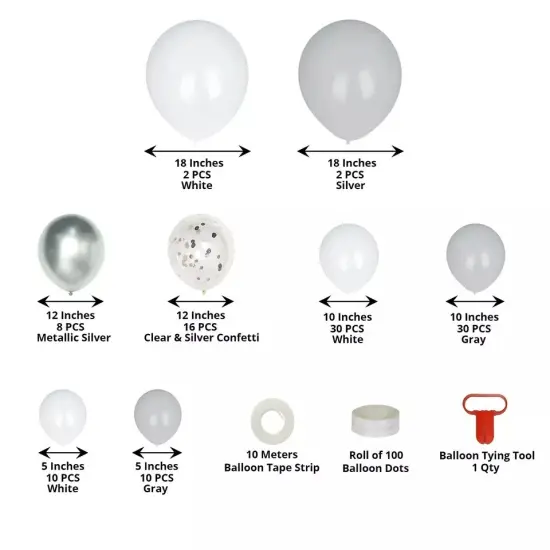 108 BALLOONS Clear Gray White Garland Arch Decorations Tools Kit Set Party Event {2}