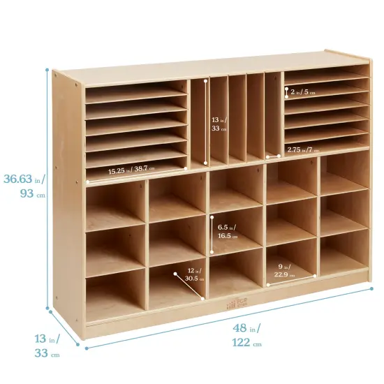 Multi-Section Mobile Storage Cabinet, Classroom Furniture Natural {2}