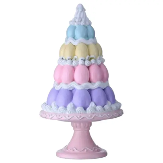 14" Handcrafted Easter Egg Cake Figurine – Pastel Tiered Spring Centerpiece {1}