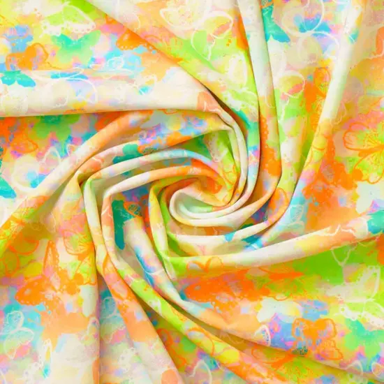 Neon Butterflies Printed Spandex Fabric {3}