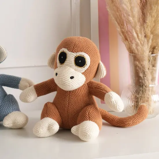 100% Handmade Cotton knitted Soft Monkey Plush Toy/Soft Toys apricot tan {5}