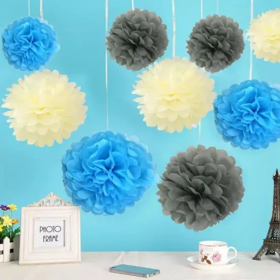 Welcome Baby Cake Toppers Blue Paper Flower Cupcake & Party D&eacute;cor {3}