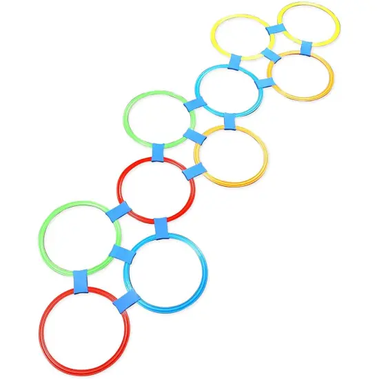 Hopscotch Game for Kids, 10 Rings, 4 Bean Bags, 15 Connectors (29 Pieces) Multicolor {5}