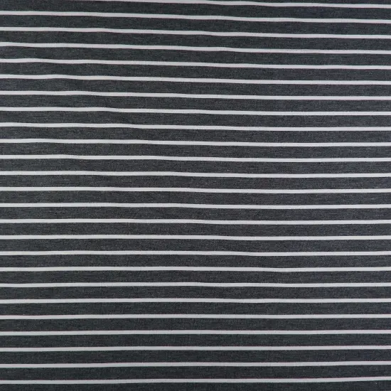 1 Yard French Terry Stripe Knit Fabric 200 GSM, 58/60&Prime; Wide Polyester Rayon Spandex Blend BLACK/IVORY {1}