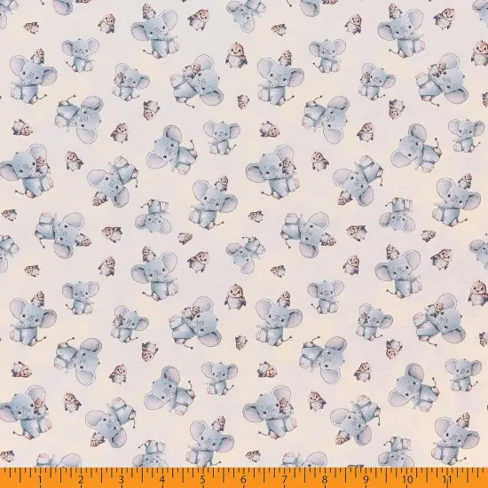 Mook Fabrics Safari Buddies Cotton Fabric [45in. Wide] - By The Yard Ellie Yellow {3}