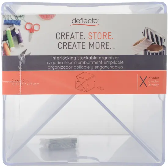 Deflecto Stackable X-Divided Storage Organizer-6"X6"X6" Clear {1}