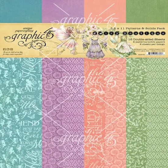 Graphic 45 Patterns & Solids Collection Pack 8.5"X11"-Fairy Boutique {1}