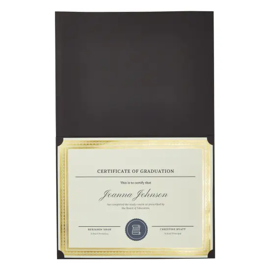 12-Pack Award Certificate Holders - Bulk Certificate Holders for Graduation, Diploma, Employee Appreciation, Certifications (fits 8.5x11) Black {5}