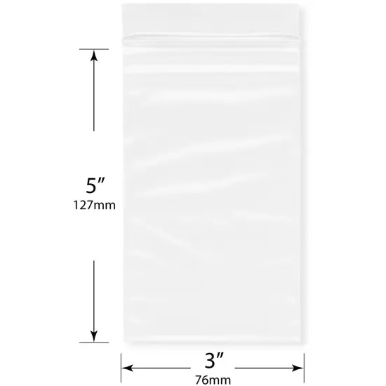Plymor 3" x 5", White 2 Mil Zipper Reclosable Plastic Bags {3}