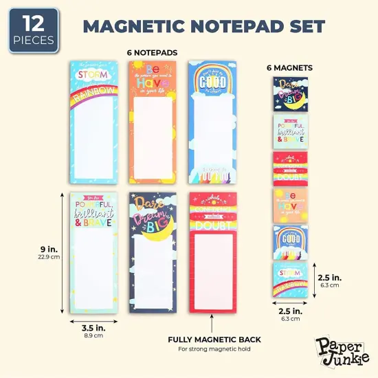 Paper Junkie 6 Refrigerator Magnetic to-Do Notepad with 6 Inspirational Magnets (12 Pieces) Multicolor {2}