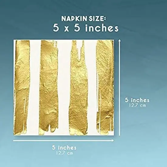 BLUE PANDA 100 Pack White & Gold Disposable Floral Paper Napkins, 5x5 Inches, Decorative Napkins for Wedding Reception, Birthday, Anniversary {4}